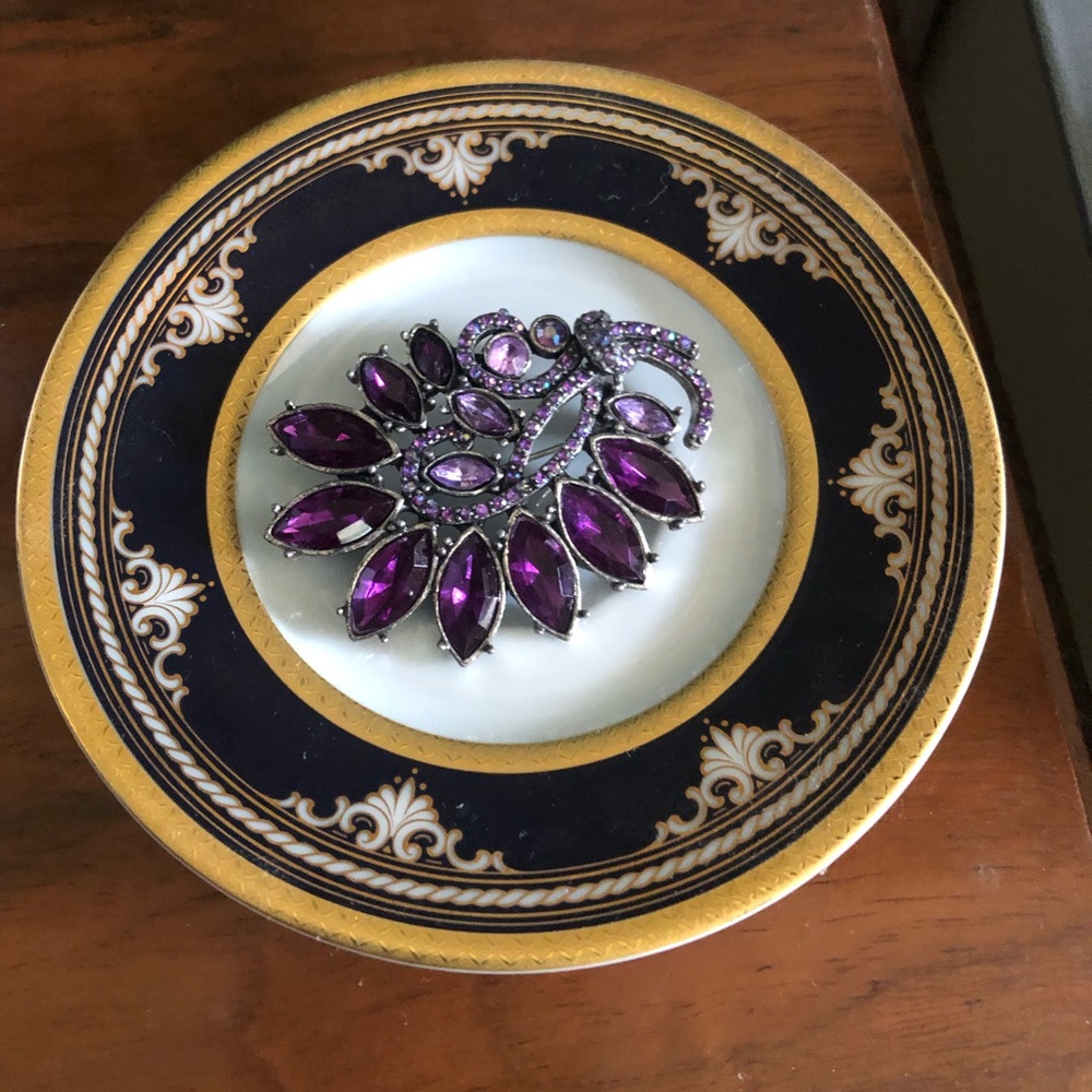 Vintage Purple Amethyst Rhinestone Brooch